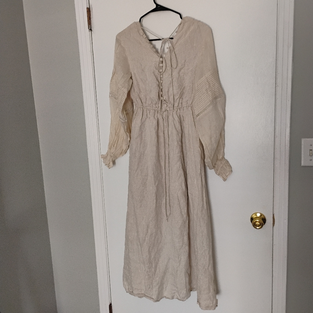 Joslin Melinda Puff Sleeve Linen Maxi Dress
